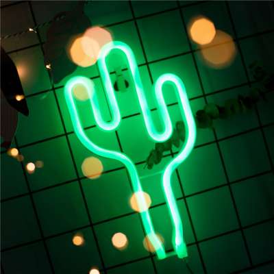 Cactus Custom Flexible USB Battery Powered Operated RGB Flex Led Strip Neon Sign Light For Rooms