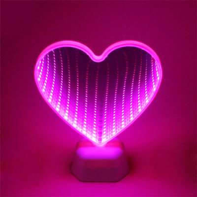 Europe Standard Double Side Led Tunnel Infinity Mirror Heart Night Lamp