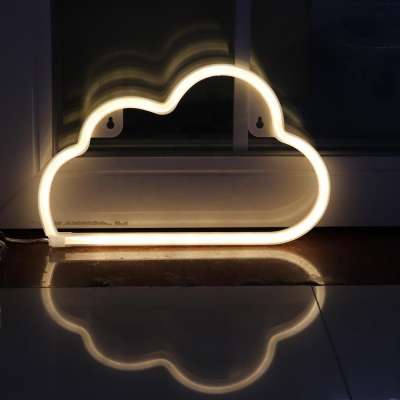 Neon Night Light Cloud Shaped with Warm White Lamp USB & Battery Powered