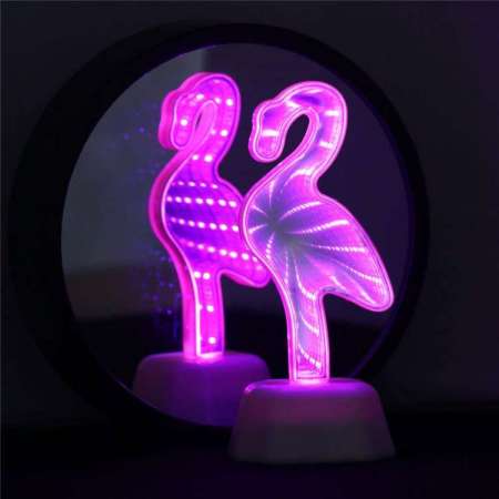 Modern Customized 3D Illusion Flamingo Infinite Mirror Tunnel Battery Powered Decorative 3D LED Mirror Tunnel Light